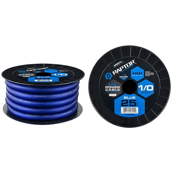 Raptor 1/0 AWG/25' POWER CABLE BLUE CCA R4BL025